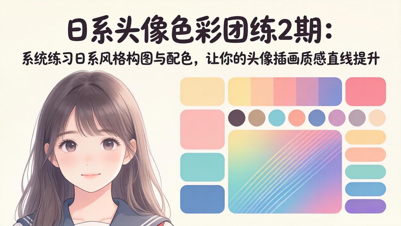 （18034期）日系头像色彩团练2期：系统练习日系风格构图与配色，让你的头像插画质感直线提升|无忧资源社