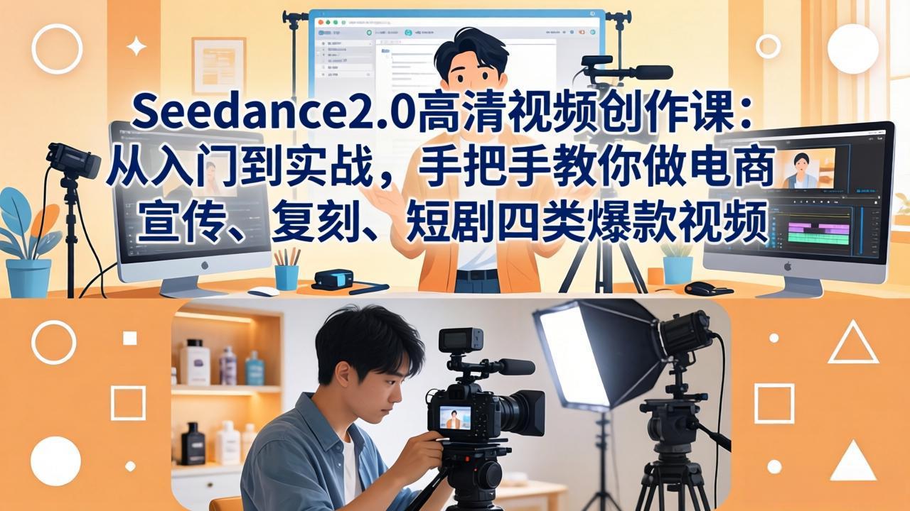 （18019期）Seedance2.0高清视频创作课：从入门到实战，手把手教你做电商、宣传、复刻、短剧四类爆款视频|无忧资源社