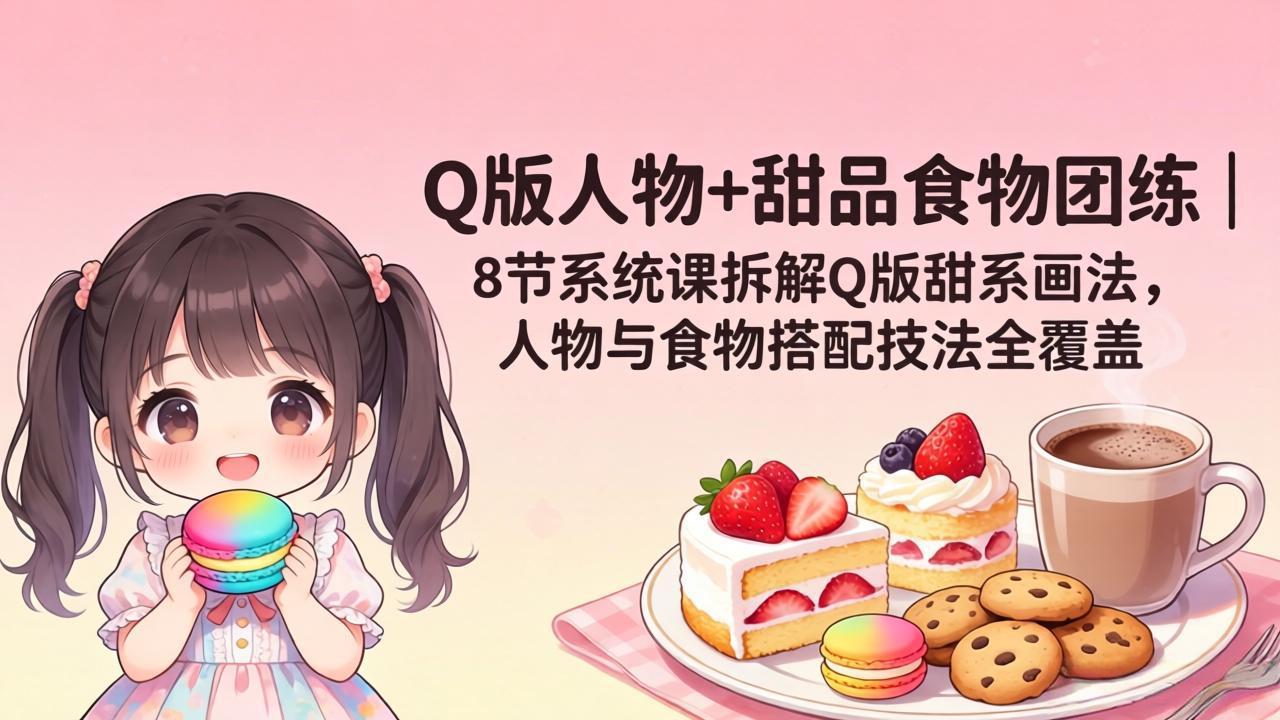 （18037期）Q版人物+甜品食物团练｜8节系统课拆解Q版甜系画法，人物与食物搭配技法全覆盖|无忧资源社