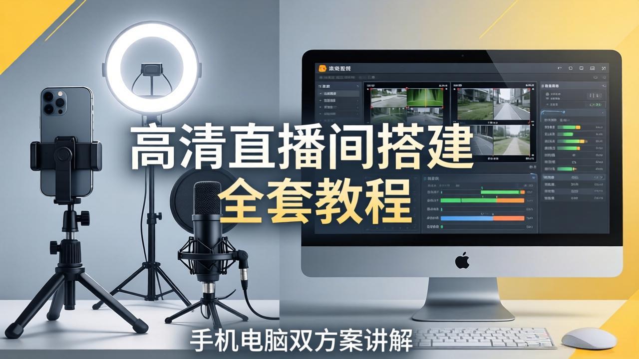 （18104期）高清直播间搭建全套教程，手机电脑双方案讲解，设备选型调试多机位实操教学|无忧资源社