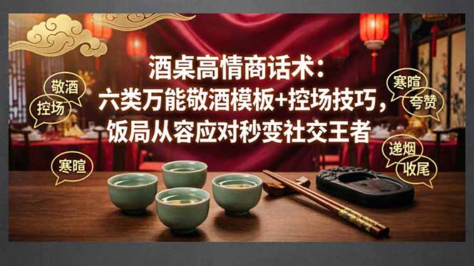 （18020期）付费文章：酒桌高情商话术：六类万能敬酒模板+控场技巧，饭局从容应对秒变社交王者|无忧资源社
