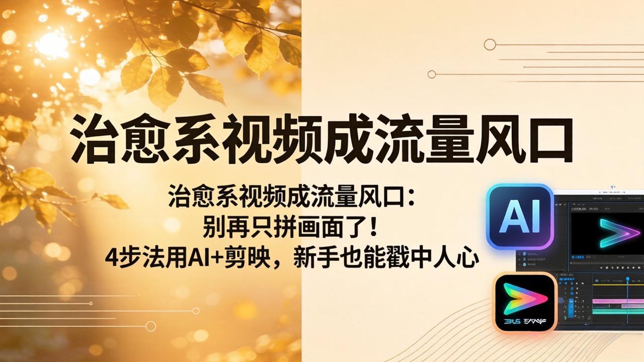 （18219期）治愈系视频成流量风口：别再只拼画面了！4步法用AI+剪映，新手也能戳中人心|无忧资源社