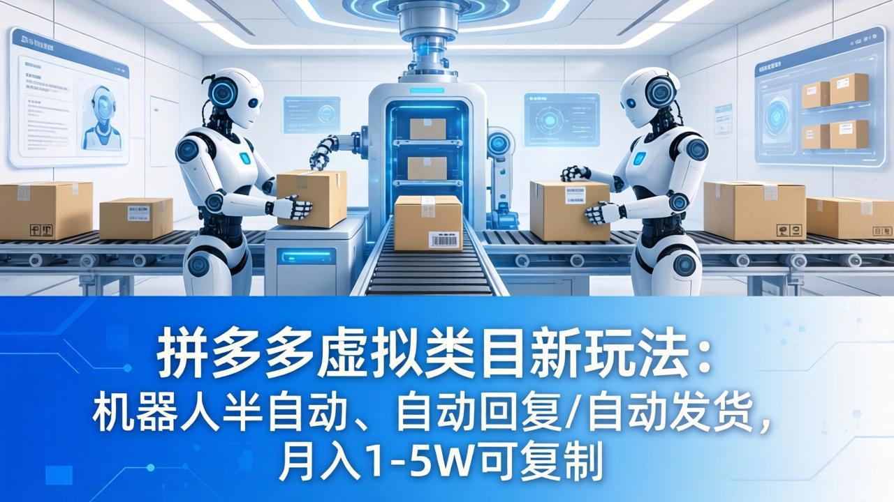 （18038期）拼多多虚拟类目新玩法：机器人半自动、自动回复 /自动发货，月入 1-5W 可复制|无忧资源社