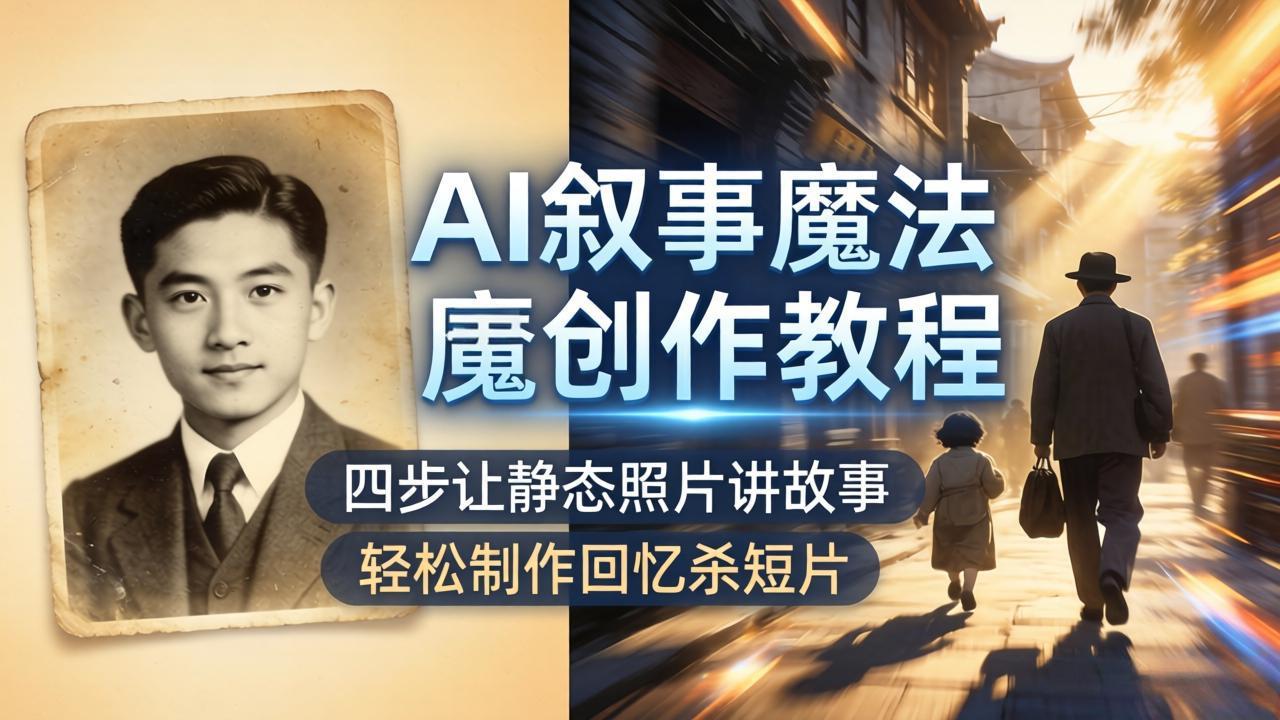 （18208期）AI叙事魔法创作教程，四步让静态照片讲故事，老照片修复加动态特效，轻松制作回忆杀短片|无忧资源社