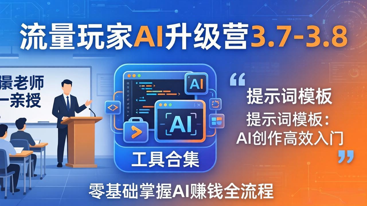 （18022期）流量玩家AI升级营3.7-3.8全套资料：多老师亲授+工具合集+提示词模板，零基础掌握AI赚钱全流程|无忧资源社