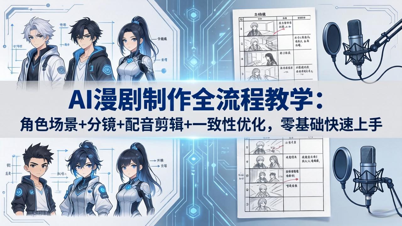 （18090期）AI漫剧制作全流程教学：角色场景+分镜+配音剪辑+一致性优化，零基础快速上手|无忧资源社