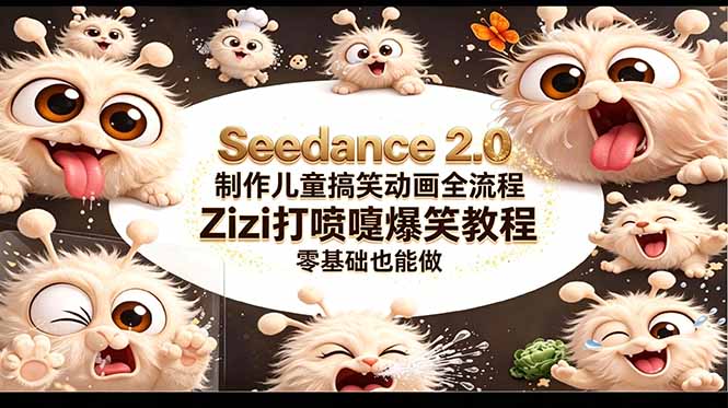 （18211期）Seedance 2.0 制作儿童搞笑动画全流程Zizi打喷嚏爆笑教程｜零基础也能做|无忧资源社