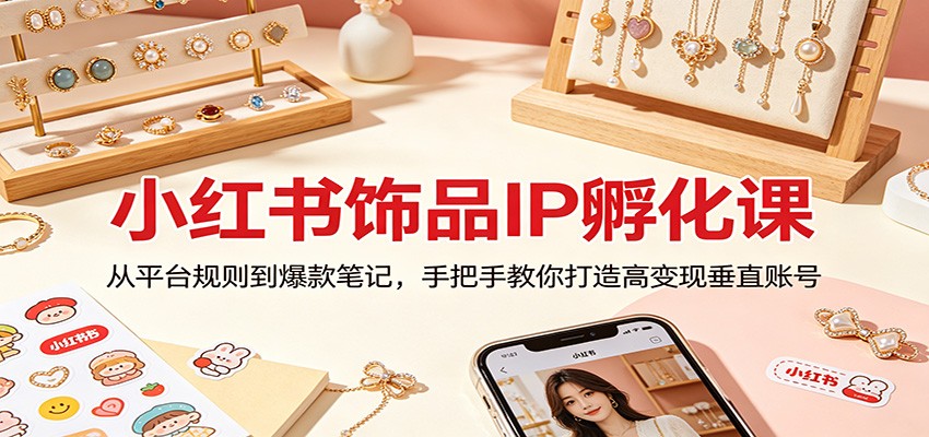 小红书饰品IP孵化课：从平台规则到爆款笔记，手把手教你打造高变现垂直账号|无忧资源社