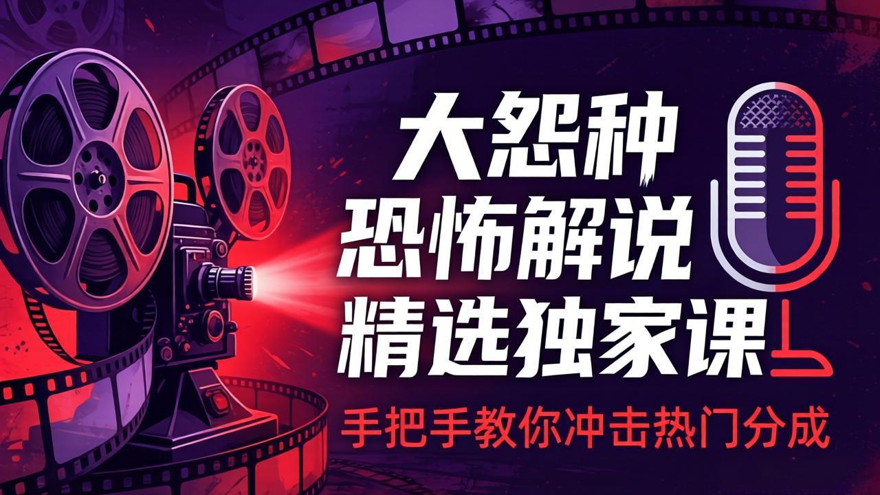 （17920期）大怨种恐怖解说精选独家课：电影下载+文案配音+片头封面，手把手教你冲击热门分成|无忧资源社