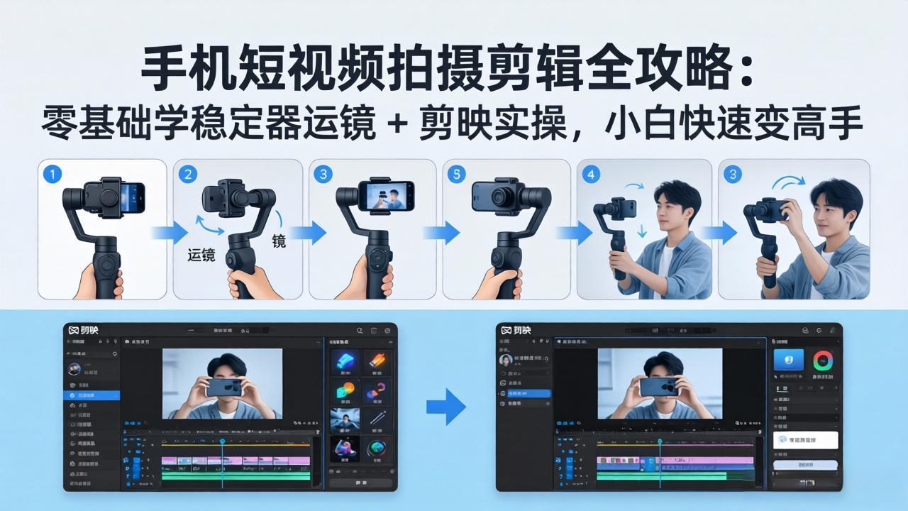 （18003期）手机短视频拍摄剪辑全攻略：零基础学稳定器运镜 + 剪映实操，小白快速变高手|无忧资源社