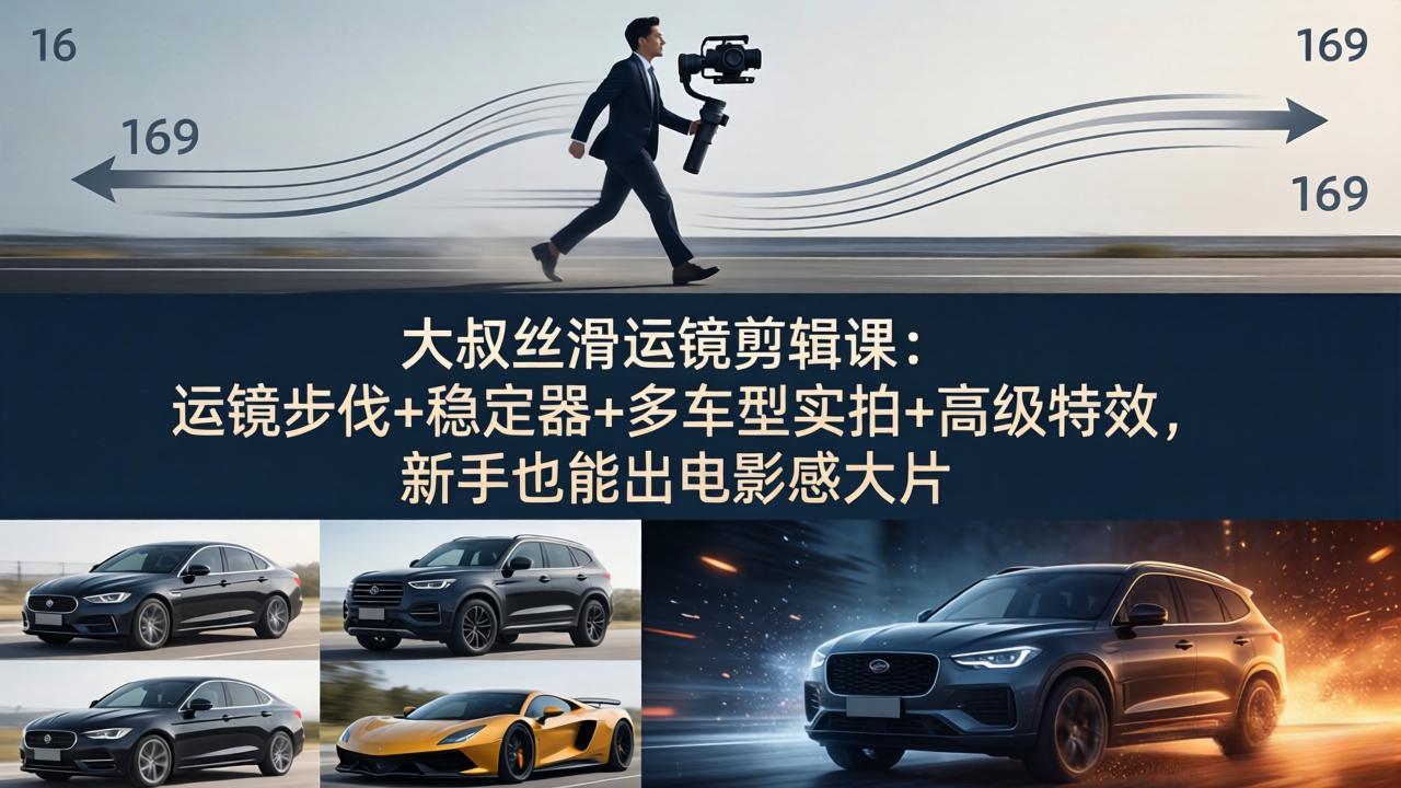 （18004期）大叔丝滑运镜剪辑课：运镜步伐+稳定器+多车型实拍+高级特效，新手也能出电影感大片|无忧资源社