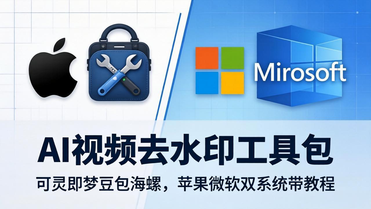 （18073期）AI视频去水印工具包：可灵即梦豆包海螺，苹果微软双系统带教程|无忧资源社