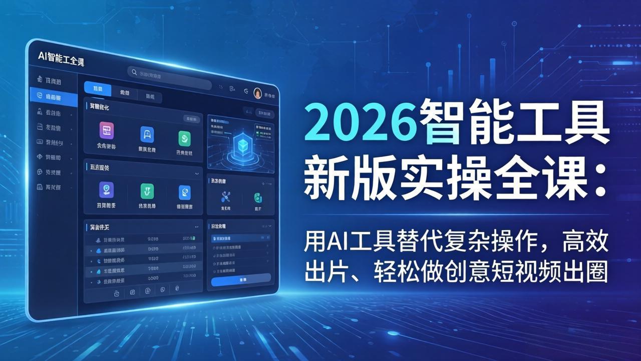 （18005期）2026智能工具新版实操全课：用AI工具替代复杂操作，高效出片、轻松做创意短视频出圈|无忧资源社