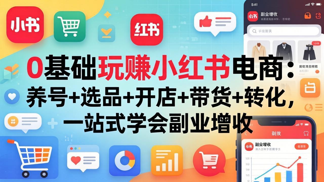 （17949期）0基础玩赚小红书电商：养号+选品+开店+带货+转化，一站式学会副业增收|无忧资源社