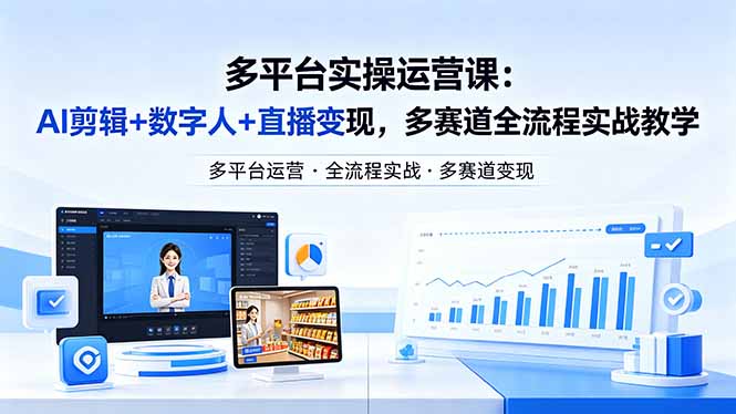 （18131期）某团队多平台实操运营课-更新26年4月20：AI剪辑+数字人+直播变现，多赛道全流程实战教学|无忧资源社
