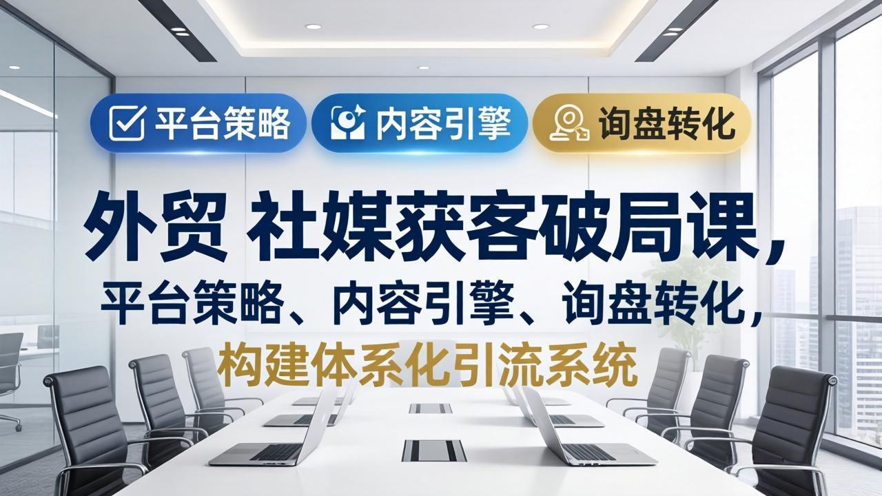 （17901期）外贸 社媒获客破局课，平台策略、内容引擎、询盘转化，构建体系化引流系统（更新26年3月）|无忧资源社