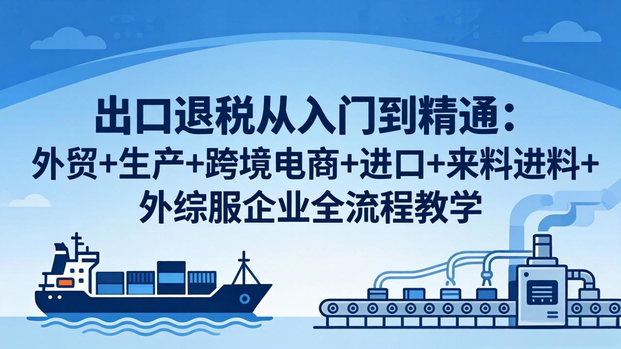 （18065期）出口退税从入门到精通：外贸+生产+跨境电商+进口+来料进料+外综服企业全流程教学|无忧资源社