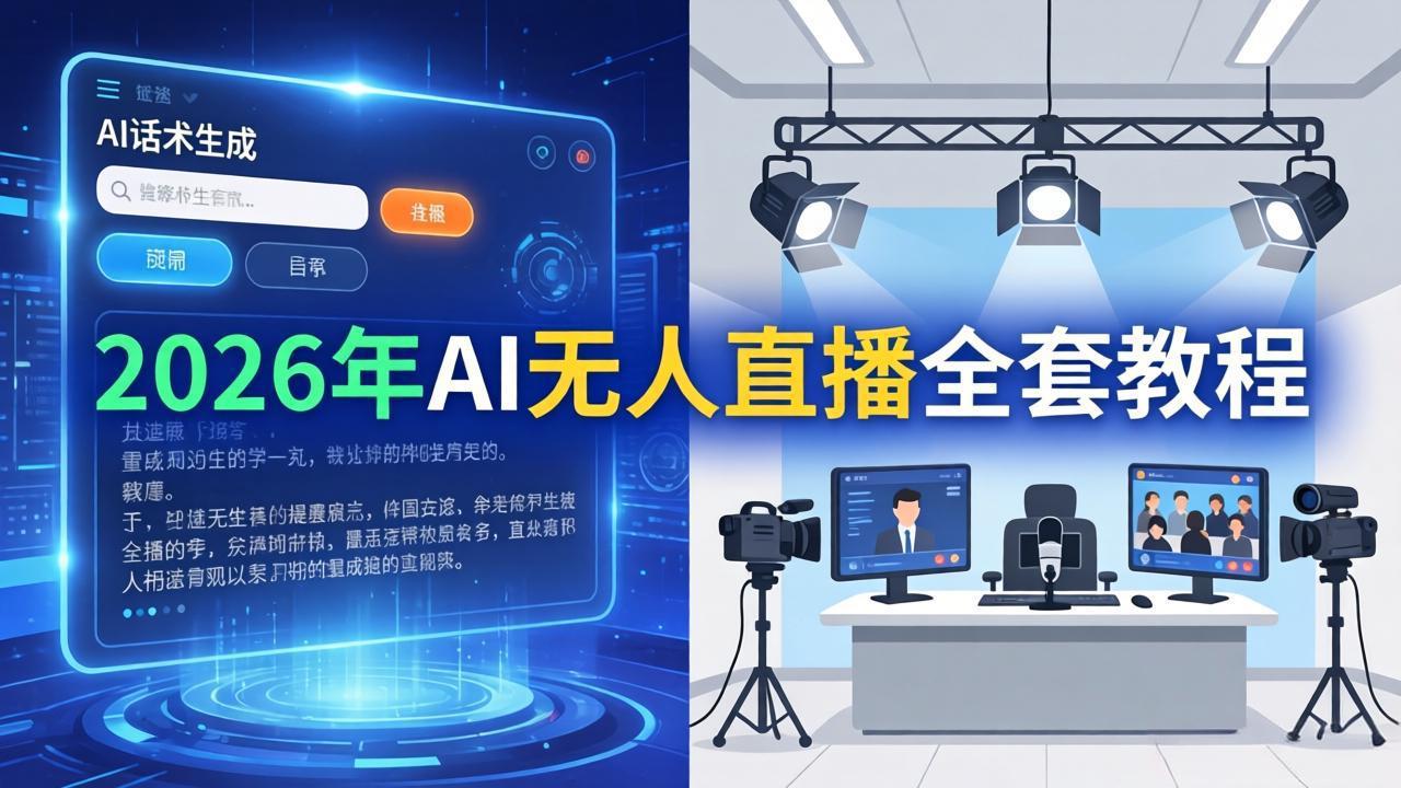 （17953期）2026年AI无人直播全套教程：OBS安装+软件配置+直播间搭建+话术生成+一键开播实操|无忧资源社