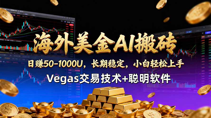 （18276期）海外美金AI搬砖技术Vegas交易技术+聪明软件【训练营第七期】，日赚50-100U|无忧资源社