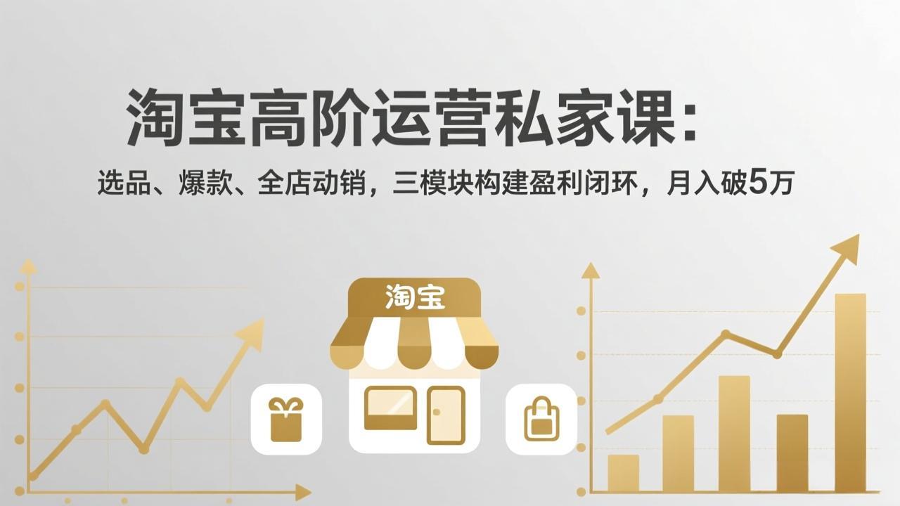 （17904期）淘宝高阶运营私家课（更新26年4月）：选品、爆款、全店动销，三模块构建盈利闭环，月入破5万|无忧资源社