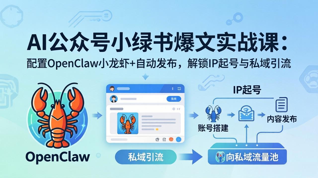 （18132期）AI公众号小绿书变现实战课：小绿书爆文写作+OpenClaw自动发布，解锁IP起号与私域引流|无忧资源社