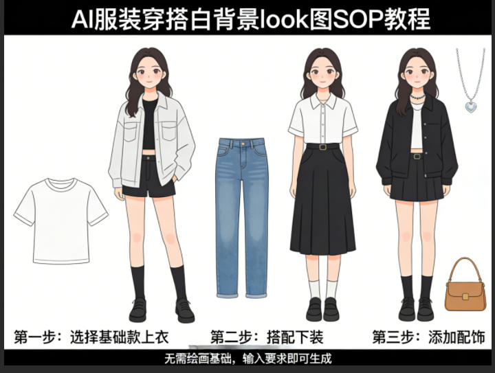 AI服装穿搭白背景look图SOP教程，不用会画画，提几句具体要求，AI就能还你一个奇迹|无忧资源社