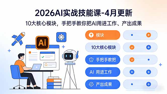 （17941期）2026AI实战技能课-4月更新：10大核心模块，手把手教你把AI用进工作、产出成果|无忧资源社