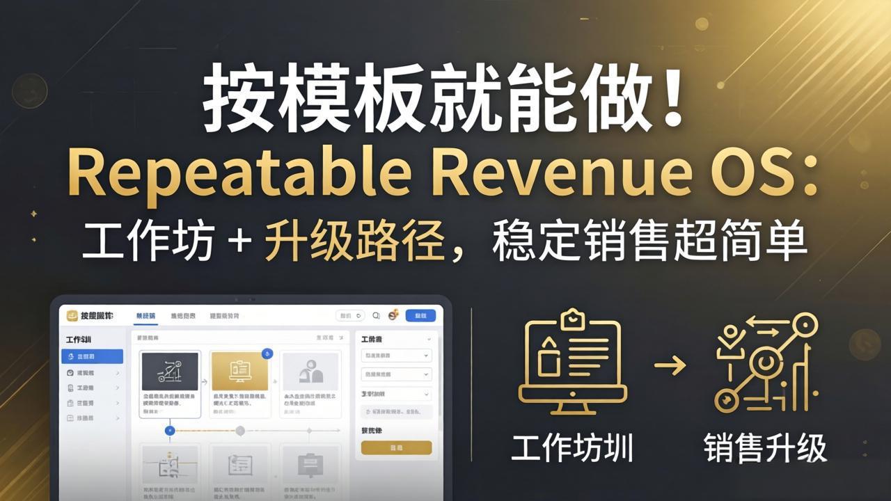 （18085期）按模板就能做！Repeatable Revenue OS：工作坊 + 升级路径，稳定销售超简单|无忧资源社