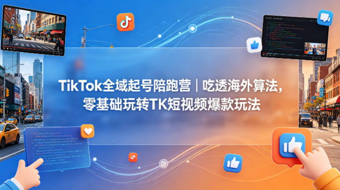 TikTok全域起号陪跑营｜吃透海外算法，零基础玩转TK短视频爆款玩法|无忧资源社