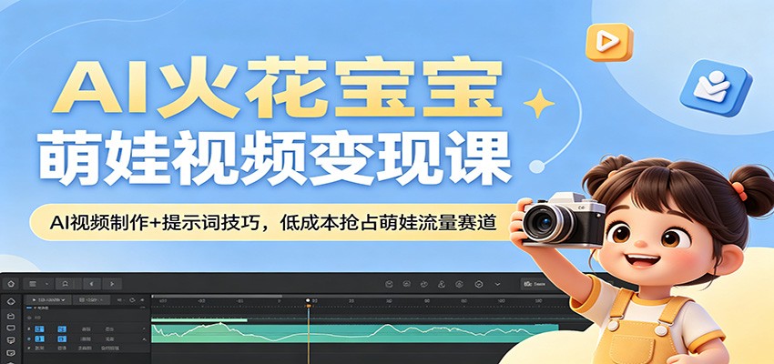 AI火花宝宝萌娃视频变现课：AI视频制作+提示词技巧，低成本抢占萌娃流量赛道|无忧资源社