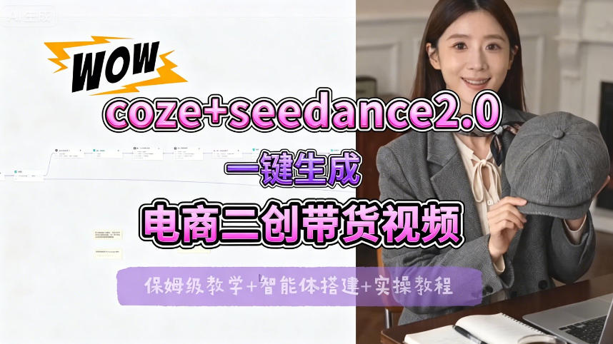 【Coze工作流搭建实操教程】seedance2.0+coze一键生成电商二创带货视频，全流程保姆级教学|无忧资源社