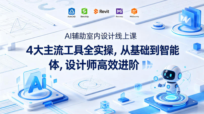 AI辅助室内设计线上课｜4大主流工具全实操，从基础到智能体，设计师高效进阶|无忧资源社