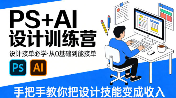 设计接单必学，PS+AI设计训练营，从0基础到能接单，手把手教你把设计技能变成收入|无忧资源社