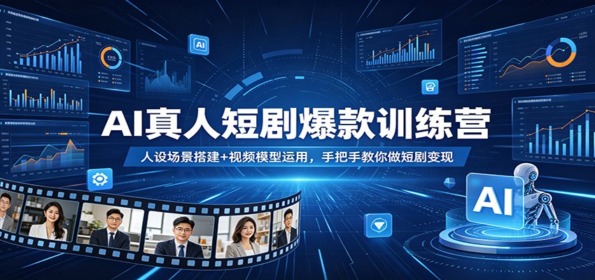 AI真人短剧爆款训练营：人设场景搭建+视频模型运用，手把手教你做短剧变现|无忧资源社