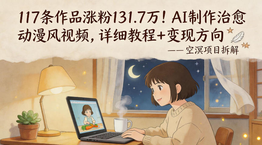 117条作品涨粉131.7W！AI制作治愈动漫风视频，详细教程+变现方向|无忧资源社