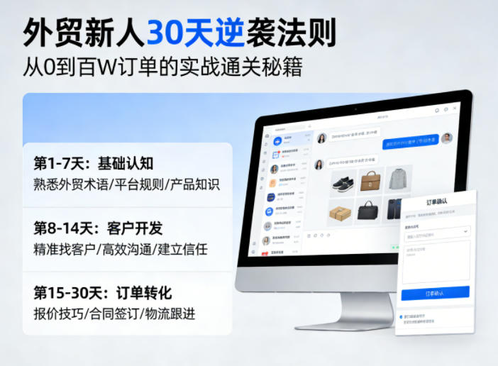 外贸新人30天逆袭法则，教你从0到百W订单的实战通关秘籍|无忧资源社