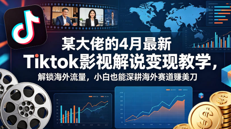 某大佬的4月最新Tiktok影视解说变现教学，解锁海外流量，小白也能深耕海外赛道賺美刀|无忧资源社