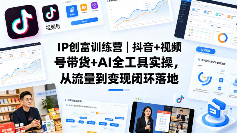 IP创富训练营｜抖音+视频号带货+AI全工具实操，从流量到变现闭环落地|无忧资源社