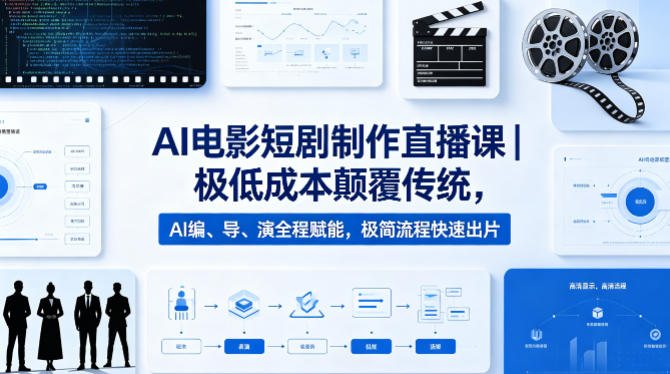 AI电影短剧制作直播课｜极低成本颠覆传统，AI编、导、演全程赋能，极简流程快速出片|无忧资源社