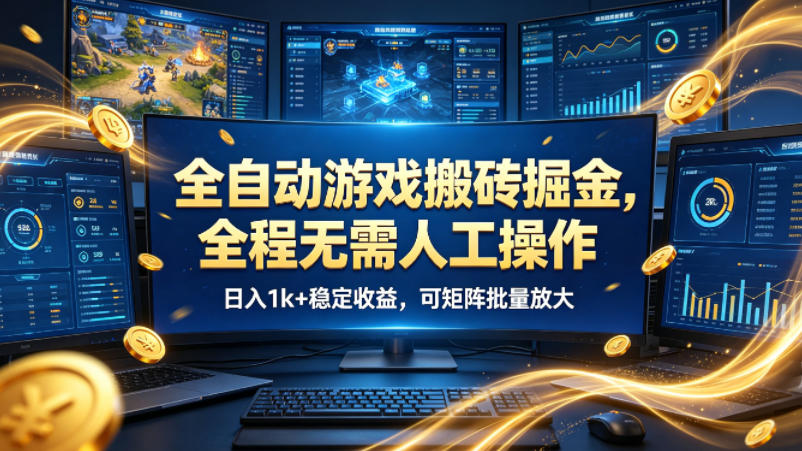 全自动游戏搬砖掘金，全程无需人工操作，日入1k+稳定收益，可矩阵批量放大【揭秘】|无忧资源社