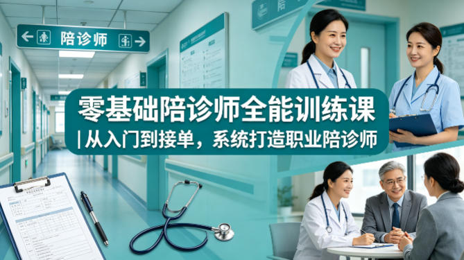零基础陪诊师全能训练课｜从入门到接单，系统打造职业陪诊师|无忧资源社