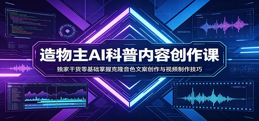 AI科普内容创作课:独家干货零基础掌握克隆音色文案创作与视频制作技巧|无忧资源社
