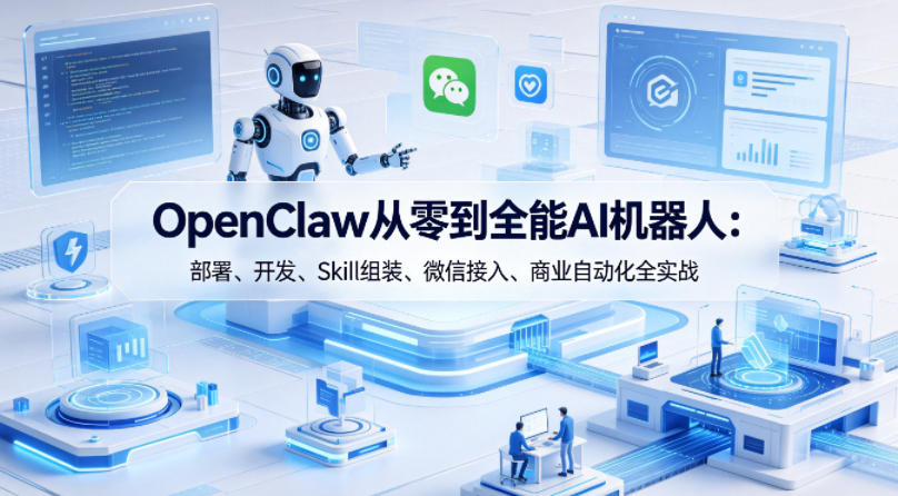 OpenClaw从零到全能AI机器人：部署、开发、Skill组装、微信接入、商业自动化全实战|无忧资源社