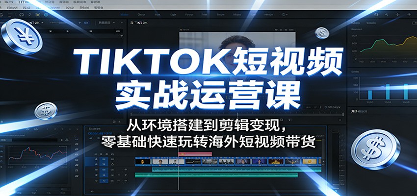 TIKTOK短视频实战运营课：从环境搭建到剪辑变现，零基础快速玩转海外短视频带货|无忧资源社