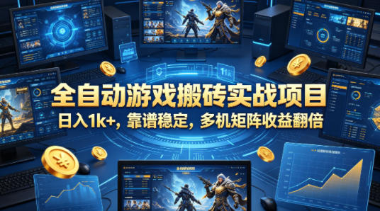 全自动游戏搬砖实战项目，日入1k+，靠谱稳定，多机矩阵收益翻倍【揭秘】|无忧资源社