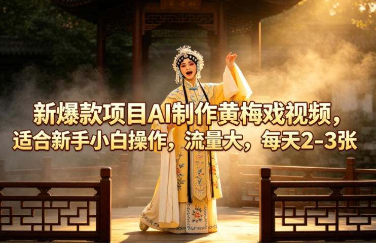 新爆款项目AI制作黄梅戏视频，适合新手小白操作，流量大，每天2-3张|无忧资源社