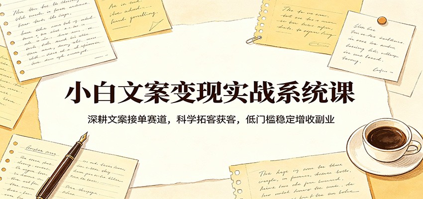 小白文案变现实战系统课：深耕文案接单赛道，科学拓客获客，低门槛稳定增收副业|无忧资源社