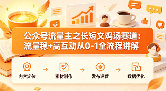 公众号流量主之长短文鸡汤赛道，流量稳+高互动，从0-1全流程讲解|无忧资源社