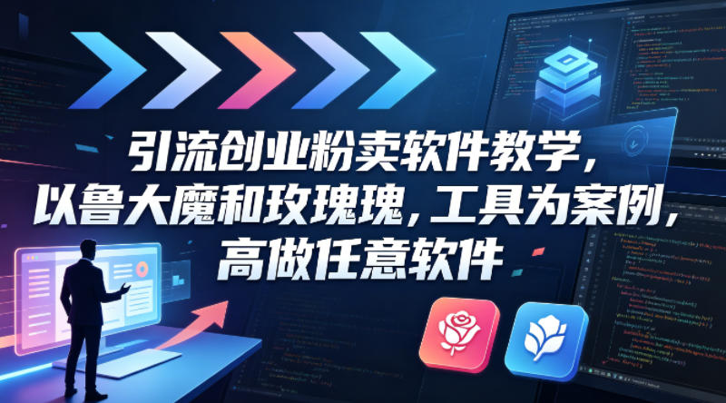 引流创业粉卖软件教学，以鲁大魔和玫瑰工具为案例，可做任意软件|无忧资源社