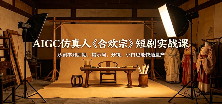 AIGC仿真人《合欢宗》短剧实战课：从剧本到后期，提示词，分镜，小白也能快速量产|无忧资源社